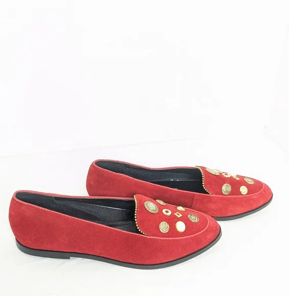 Vintage 80-90s red suede flats - Picture 15 of 16